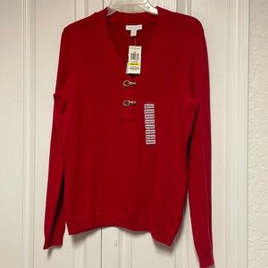 Charter Club Pullover Crew Sweater with gold accents